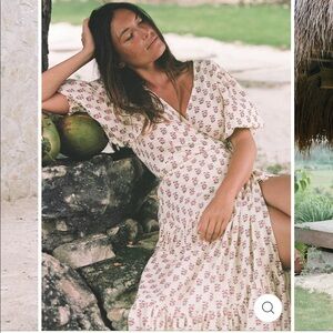 Daughters of India Zuri wrap dress in peony